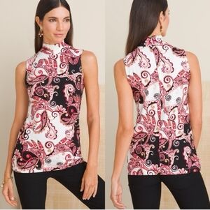 Chico's Paisley Touch of Cool Mock Neck Top Size XL